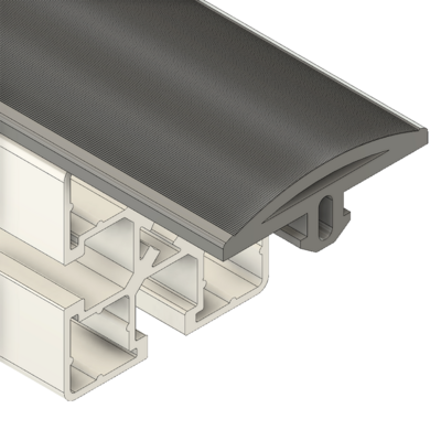 MODULAR SOLUTIONS PVC COVER PROFILE<br>ROUNDED RUBBER W/RIDGES, CUT TO ANY LENGTH PRICE / METER SHOWN